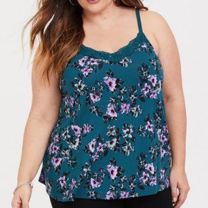 TORRID 5X super soft teal floral swing cami plus
